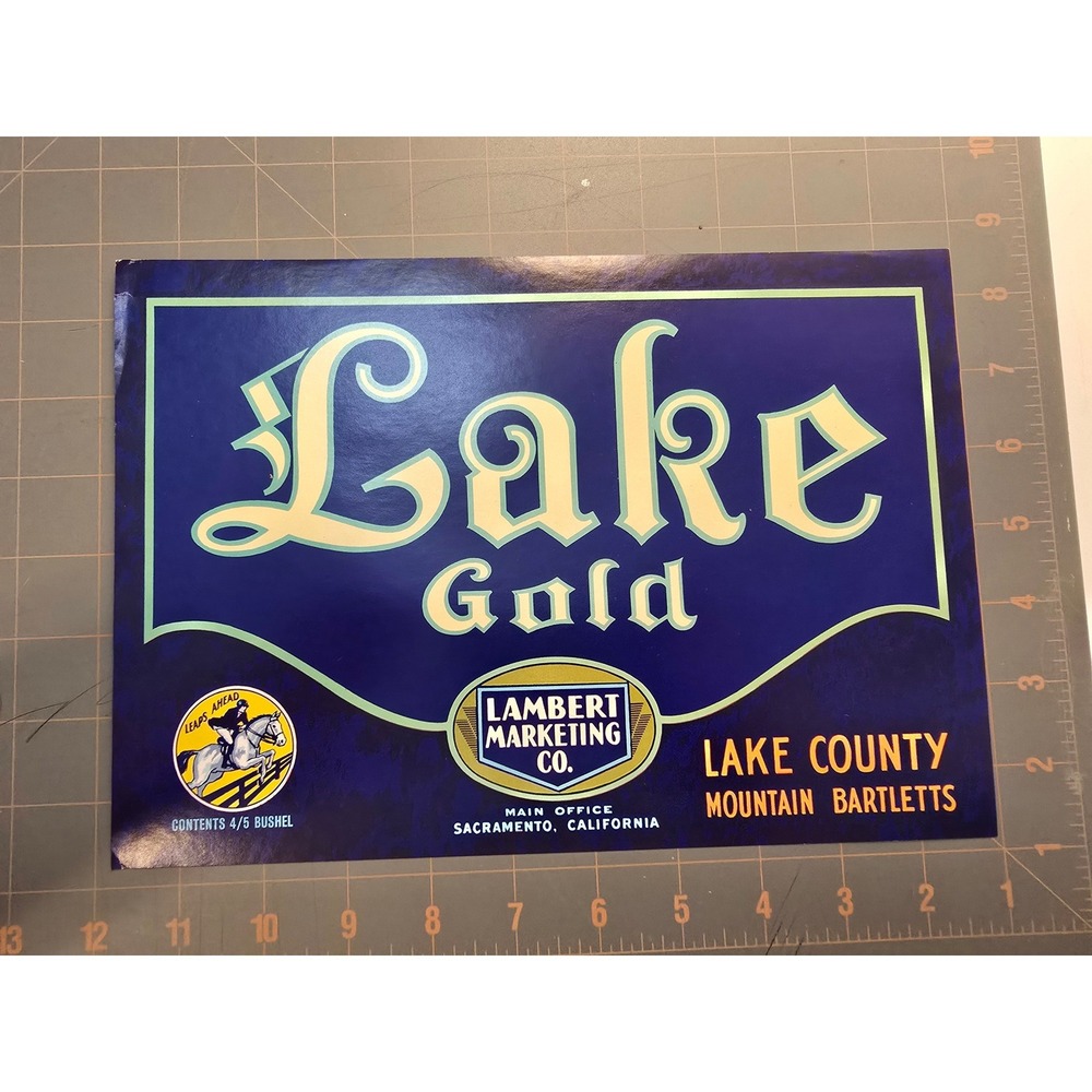 Vintage Lambert Marketing Co Lake County Mountain Bartletts Crate Label